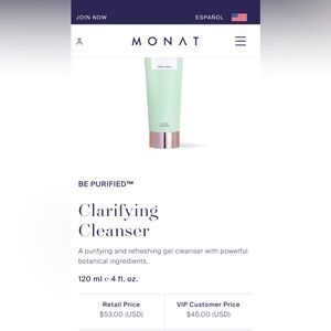 NEW IN BOX! MONAT Be Purified Clarifying Cleanser. Full size!